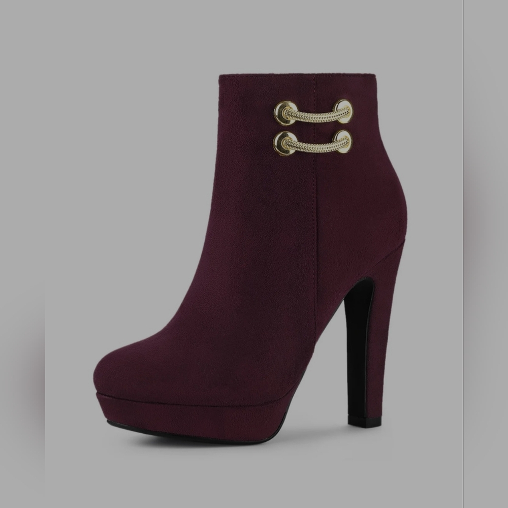Allegra K | Women's Round Toe Chunky High Heel Platform & Ankle Boots | Size 10